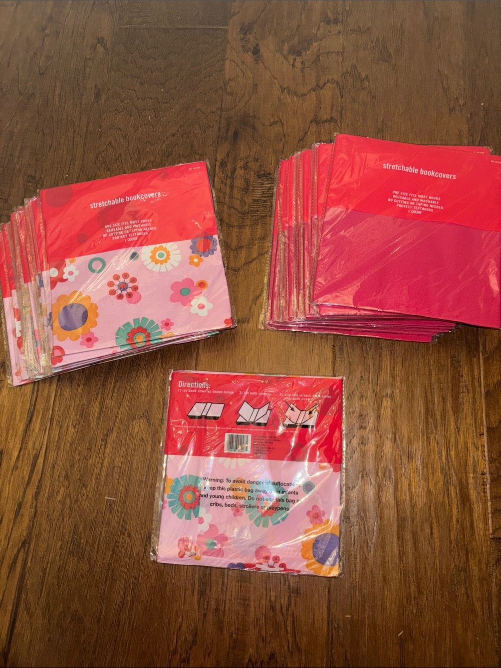 40 NWT Fabric Book Covers - Pink Floral & Solid Pink Stretchable